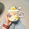 High-value Ceramic Cup with Lid and Spoon, Cute Water Cup, Female Mug, Home Office Coffee, Breakfast Cup