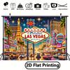 1pc Las Vegas Welcome Sign Banner - Polyester fabric, with vivid night lights and neon lights, perfect for parties