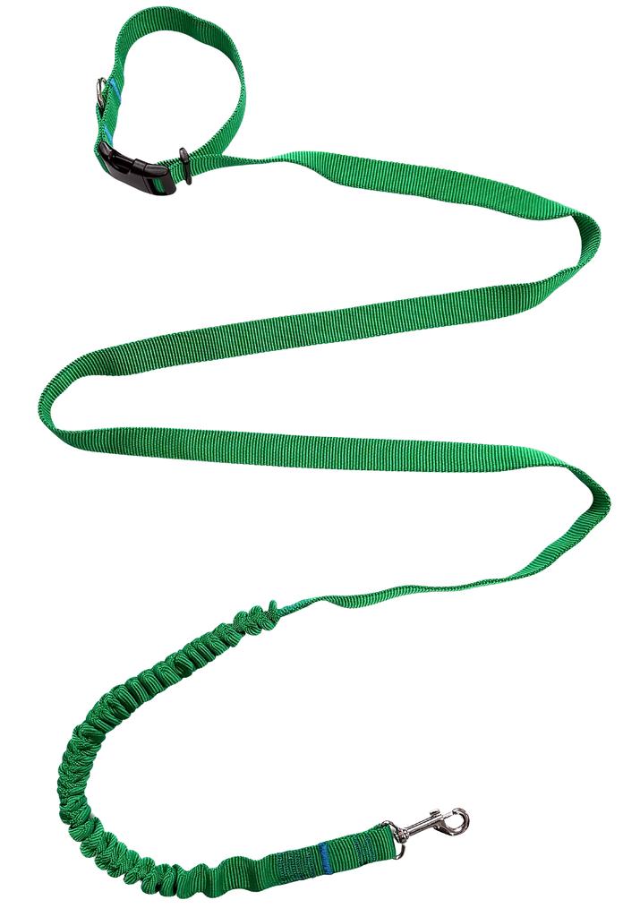 Dog Leash with Shock Absorber 380cm GREEN Adjustable HandsFree Made In Poland