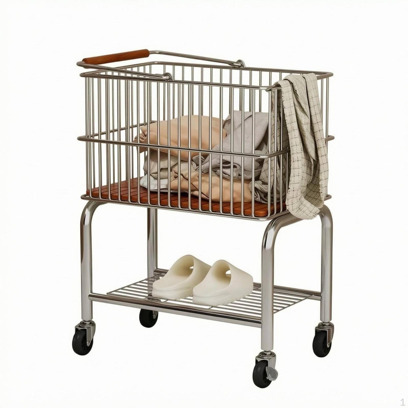 Laundry Basket Trolley Chrome Frame Wire