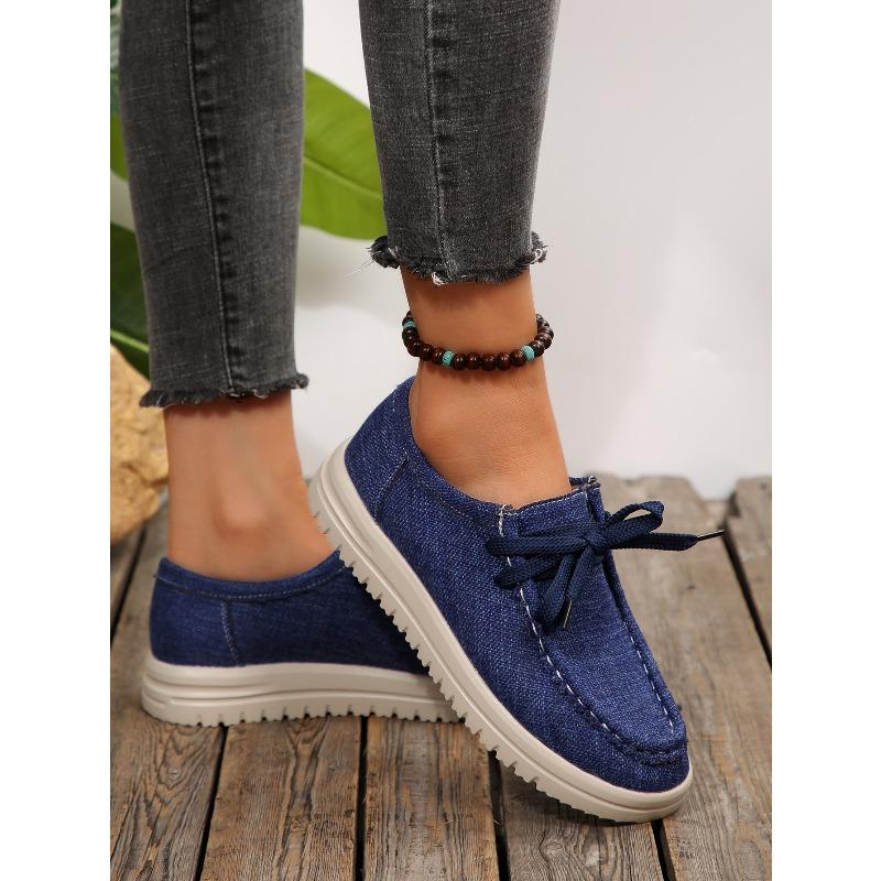 Lace-up Sneakers Women's Fall 2025 New Plus-size Platform Comfortable Canvas Shoes
