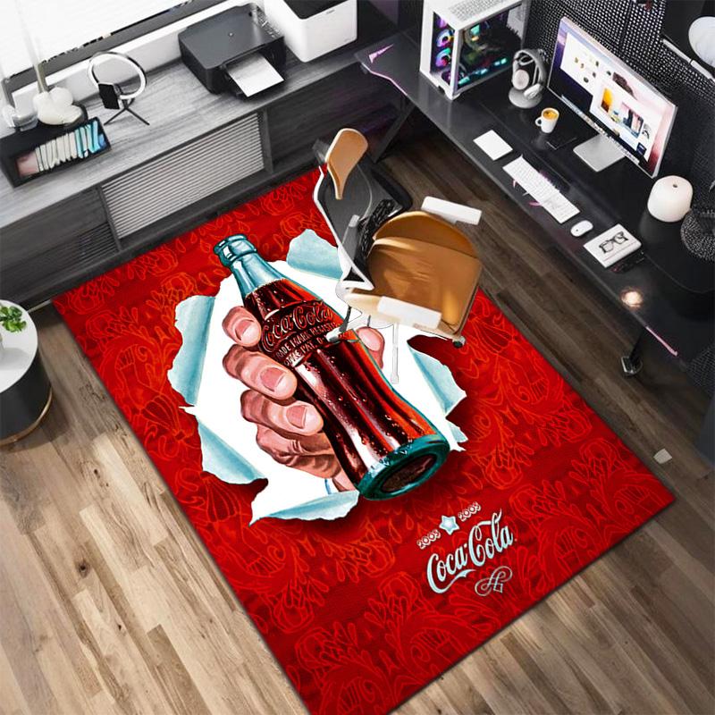 Christmas Gift Halloween Themed Cola Beverage Coca Cola Carpet Is Suitable for Living Room and Bedroom Doormats Office Balcony Decorative Carpet V27