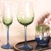 Hand-Blown Medieval Goblet: Gradient Green Edge with Floral Design