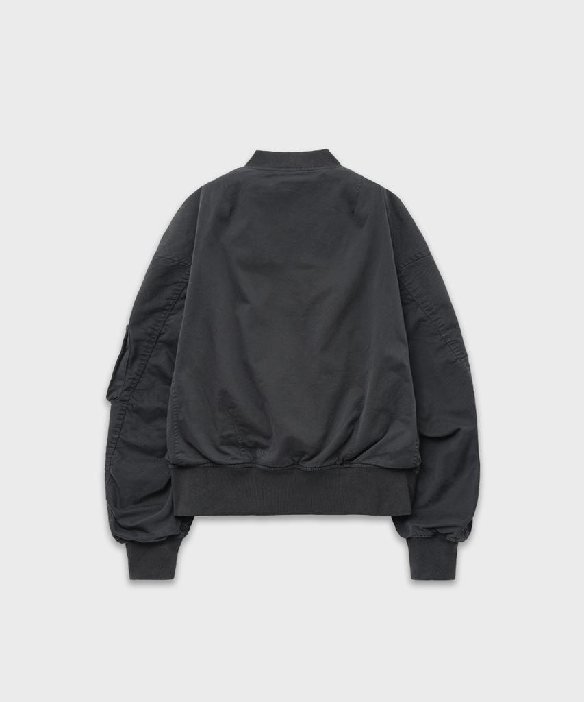 Intempomood Washed Canvas Flight Jacket_Smoke Charcoal