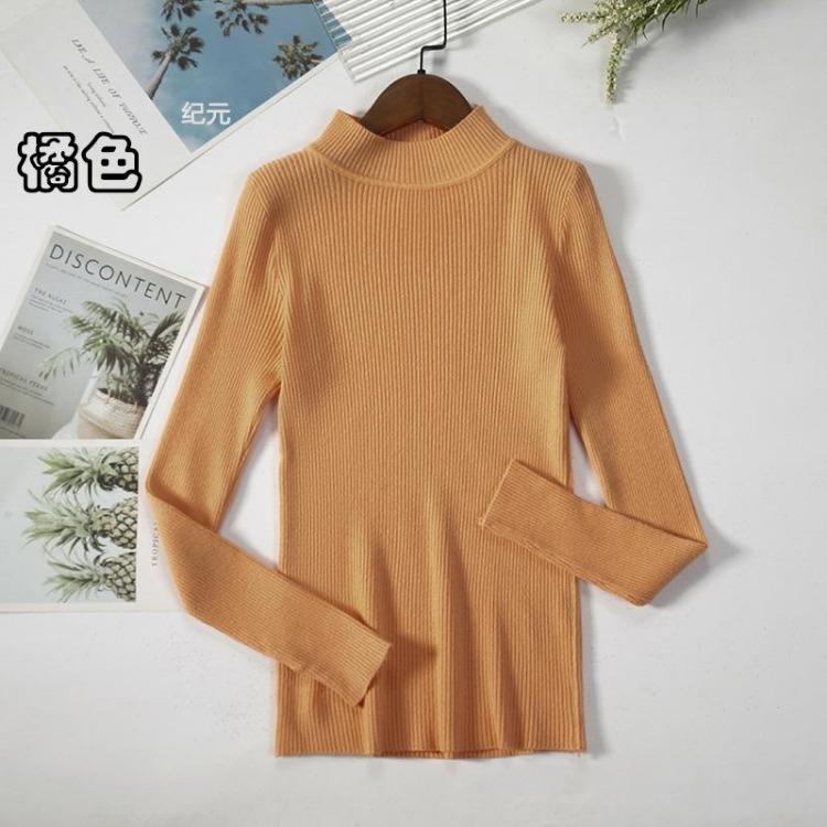 Women's Minimalist Turtleneck Pullover Sweater Warm Knitted Solid Color Basic Tops for Autumn Winter