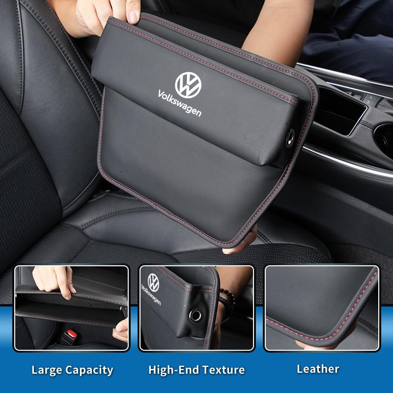 Car Trapezoidal Seat Gap Organizer PU Leather Storage Box Auto Accessories For VW R Scirocco Jetta Beetle Golf Passat TiguanSZ2