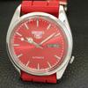 AUTOMATIC 7009A VINTAGE SEIKO 5 JAPAN MENS RED COLOR DIAL WATCH A701579-5 R206b-a701579