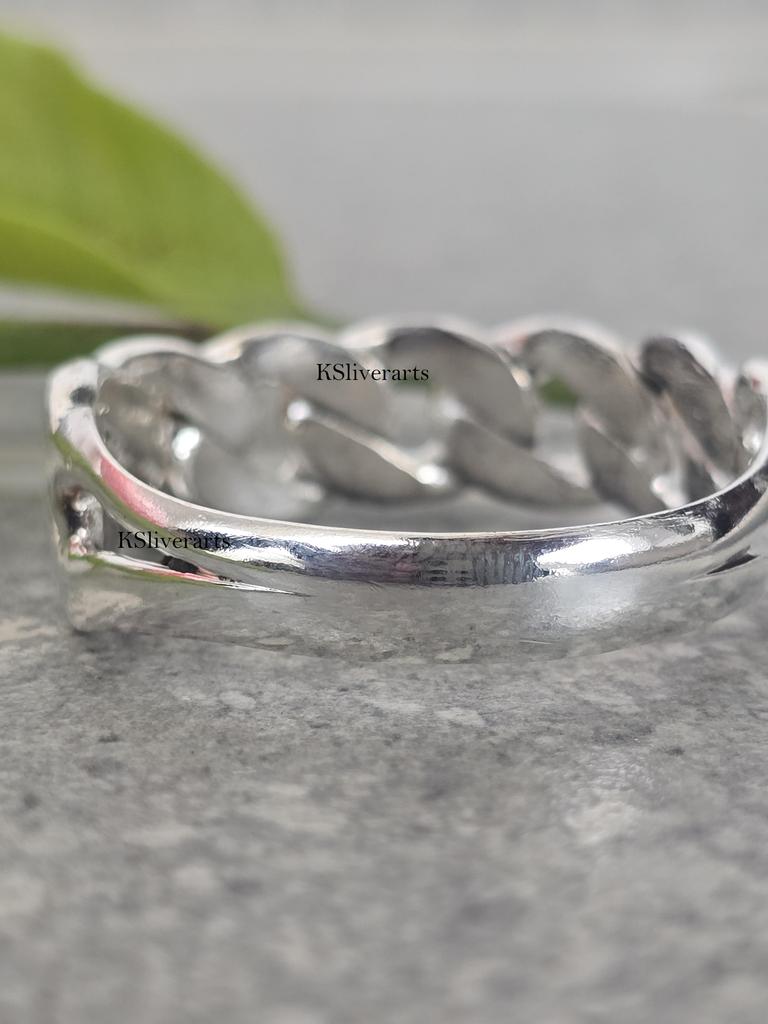 Miami Cuban Link Ring Wide Cigar Band Ring, 925 Sterling Silver Ring Chunky Fidget Meditation Ring, Anxiety Knuckle Rings, Gift For Her