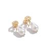 Retro Geometric Faux Pearl Dangle Earrings, Irregular Stud Design for Women, Clip-On for Non-Pierced Ears