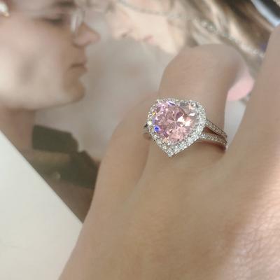Classic Ring For Charm Women With Heart Shape Zircon Fine Jewelry Silver Engagement Gift