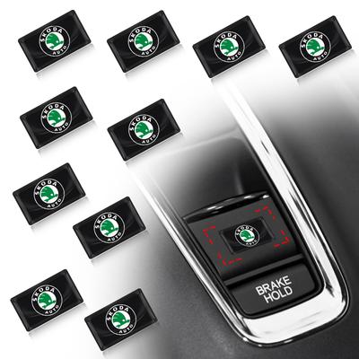 2/5/10Pcs Carbon Fiber Steering Wheel Car Logo Emblem 3D Stickers For Octavia Superb Rapid Kodiaq Karoq Fabia Kamiq Roomster Citigo