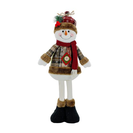 Christmas Plush Toy with Retractable Legs Handmade Reindeer Snowman Santa Claus Plush Doll Xmas Holiday Party Decoration Ornament