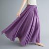 Long A-line Skirt In Cotton and Linen with Elastic Waist In Pure Color for Summer and Autumn