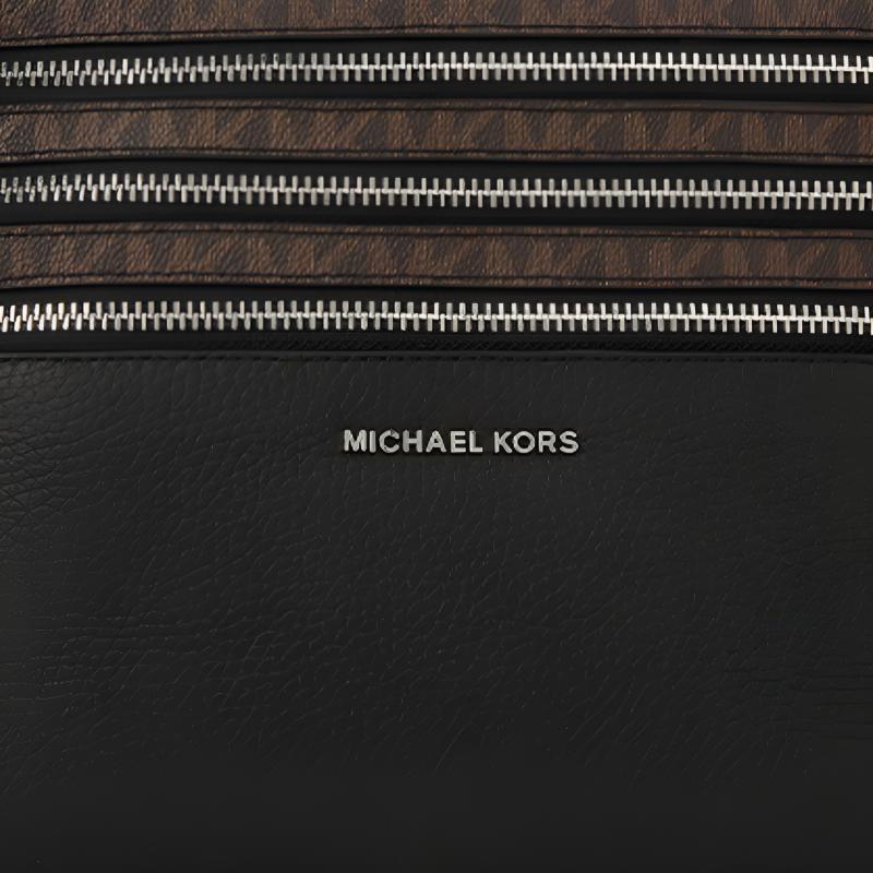 Michael Kors Mk Logo Leather Clutch Medium Men clutch Black Dark-Brown 36H1LGFU2L-201