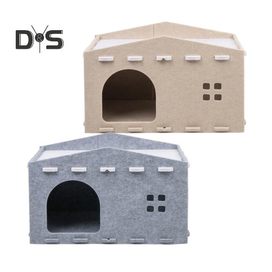 Katzenbett, großes Katzenhöhlennest, Haustierhaus, Filz, Katzenspielplatz, Ruheraum, Haustier-Eigentumswohnung, Versteckwürfel, 2-in-1-Kratzbrett, Katzenbett für Hauskatzen