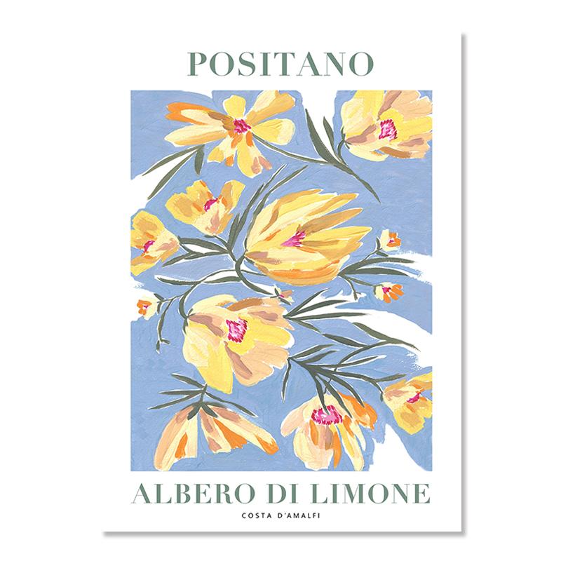 

Абстрактные плакаты и принты с лимонным цветком и оранжевыми глазами, винтажные настенные картины с растениями для декора гостиной, холст, живопись 21x30cm No Frame