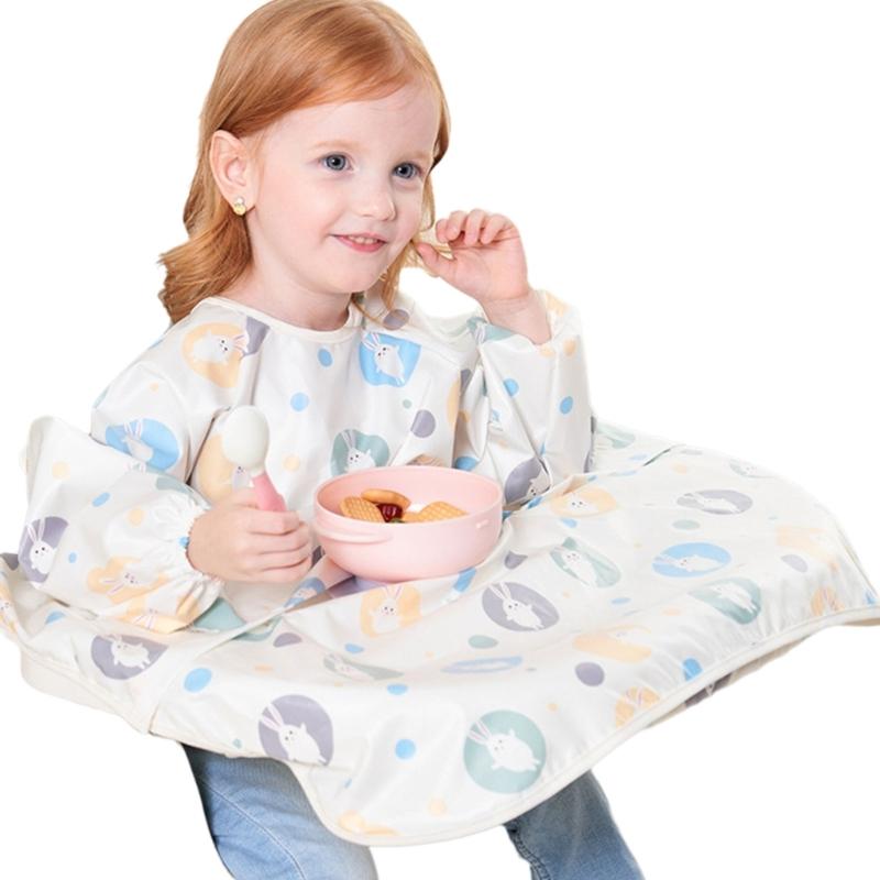 Baby Feeding Bib with Integrated Table Cover Water Resistant and Stain Resistant for Most High Chairs Comfortable Wear