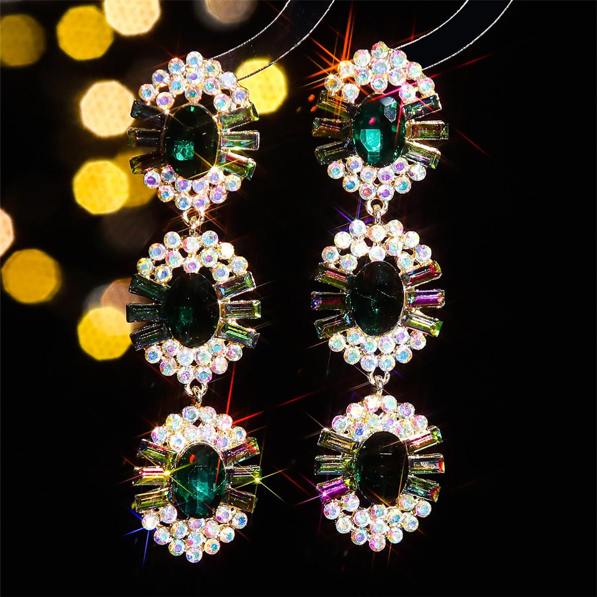 

Модные блестящие длинные серьги с кристаллами, темпераментные цветочные серьги, женские серьги, 1 пара