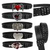 Unisex Jeansgürtel Schwert Rotes Herz Gothic Mode Gürtel Für Frauen Designer Luxus Schwarzer Nieten Punk Accessoire Herren Gürtel Männlich