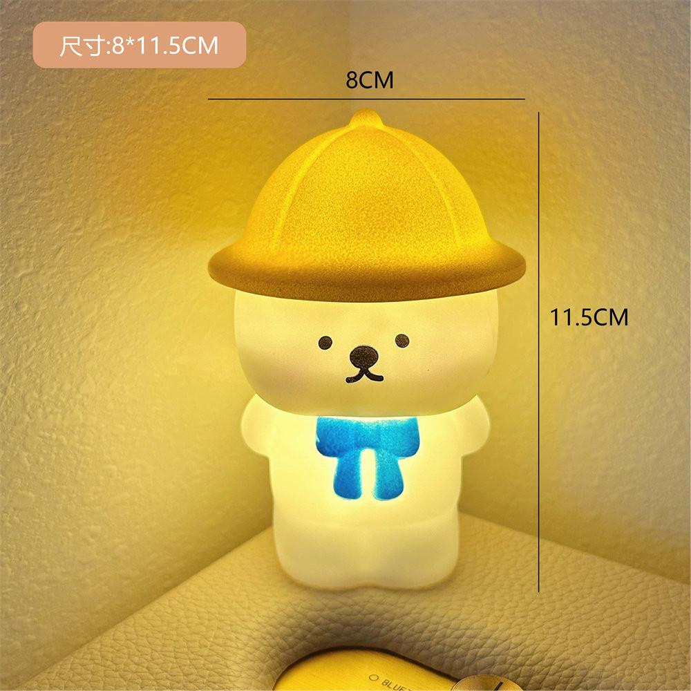 

Lamp Warm Night Light Battery Powered Cartoon Cute Tie Teddy Bear Shaped синий