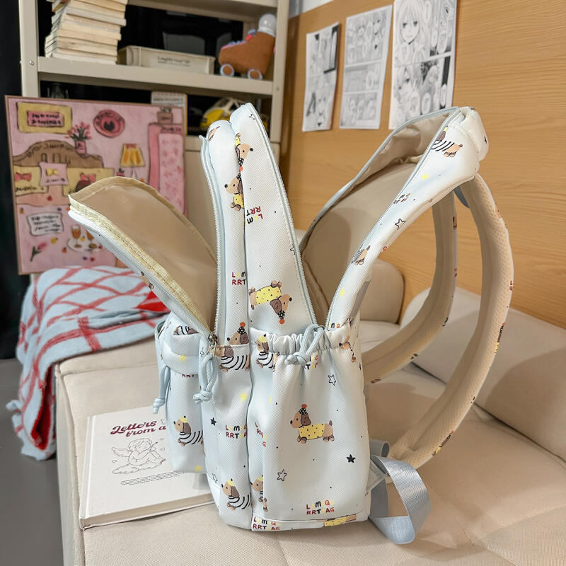 Tecknat tryck Student Skolväska Damryggsäck Stor Kapacitet Ryggsäck