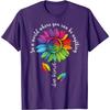 Rainbow Sunflower Be Kind Autism Awareness Graphic Tee Casual Cotton T-Shirt Unisex