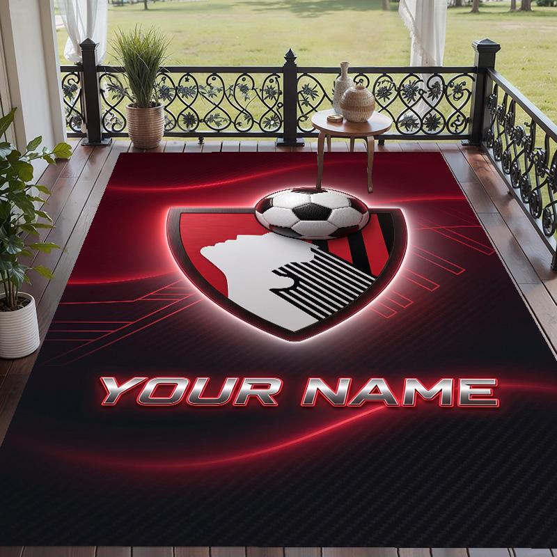 Custom Text Printed Rug Bournemouth Football Non Slip Floor Carpet For Home Room Decor