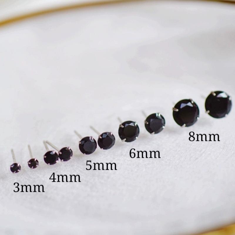 Orecchini a Bottone Beixi in Argento Sterling 925 con Pietra Nera - Unisex Stile Europeo, Americano, Giapponese, Coreano.