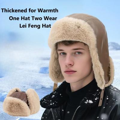 Maillard Fashion Solid Color Thickened for Keep Warmth Lei Feng Hat Men Women Winter Retro Pilot Motorcycle Ear Protection Keep Warm Cap