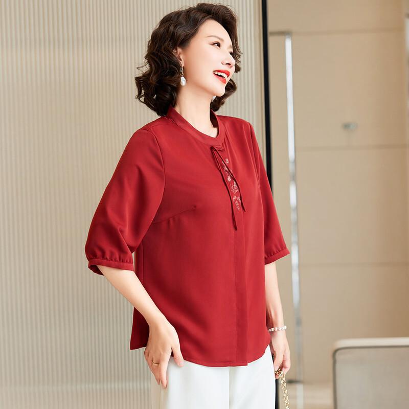 Stylish Short-Sleeve Top for Middle-Aged Women 3XL