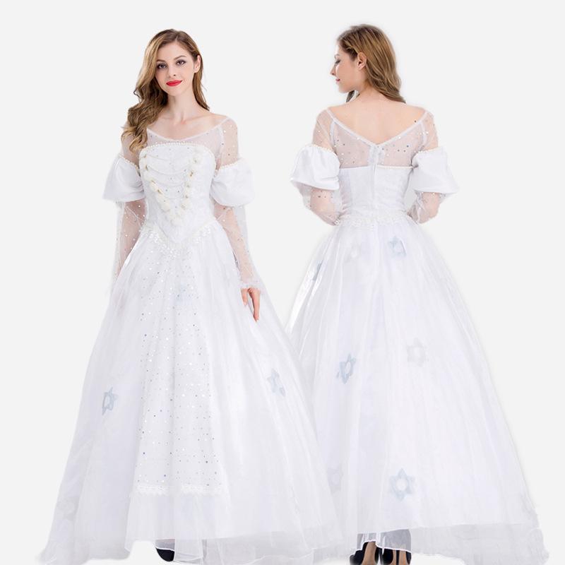 Weißes Königinnen-Halloween-Cosplay-Prinzessinnenkleid für Bühnenaufführungen