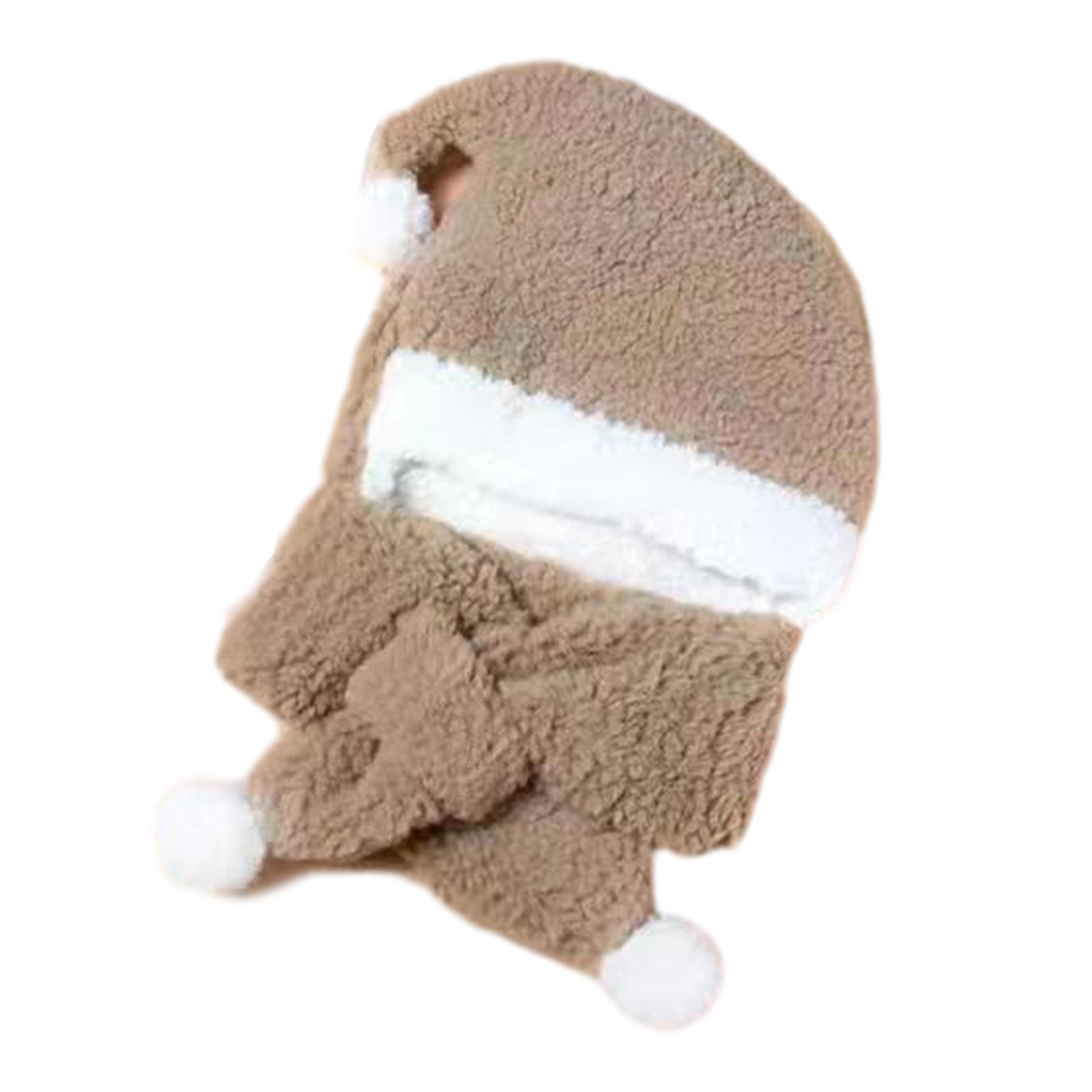 

Christmas Plush Santa Hat with Thicken Scarf Unisex Comfortable Adult&Kids Christmas Hat for Carnivals Holiday Party темного кольору хакі