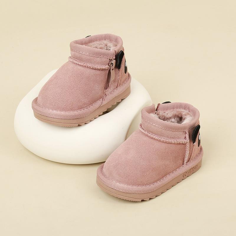 

Children s frosted leather snow boots Baby toddler Winter velvet warm boys Girls cotton shoes factory order price 15-19 whole pieces (120 pairs)