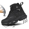 Nuevos zapatos de seguridad con botón giratorio para hombre, zapatos de trabajo antigolpes y antipinchazos, zapatos deportivos de moda para hombre, botas protectoras de seguridad para hombre