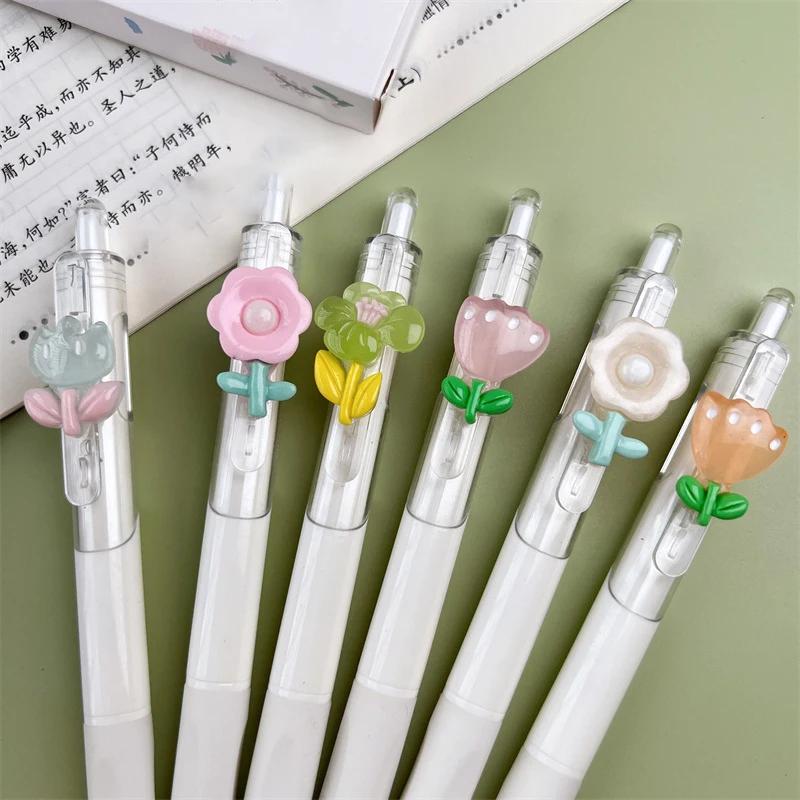 Charming Mini Flower Gel Pens Black Ink Neutral Pens Kawaii Korean Stationery Kids Gifts Writing Tools School Office Supplies