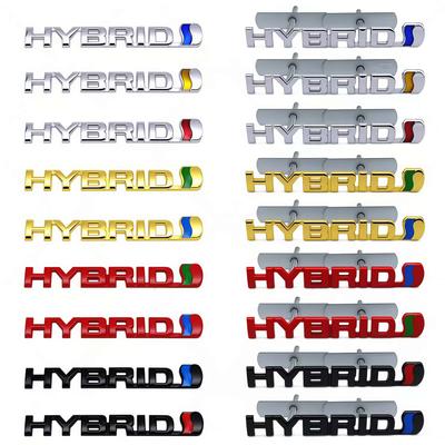 3D Metal 13.4cm * 2cm HYBRID Letter Badge Sticker Rear Trunk Front Grill Emblem Decal Suitable for Most Cars