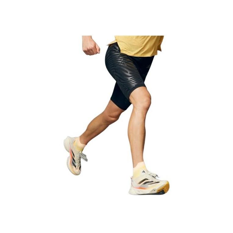 adidas Adizero Control Striped Mid-Waist Slim-Fit Running Short Tights Men Bottoms Black IK9716