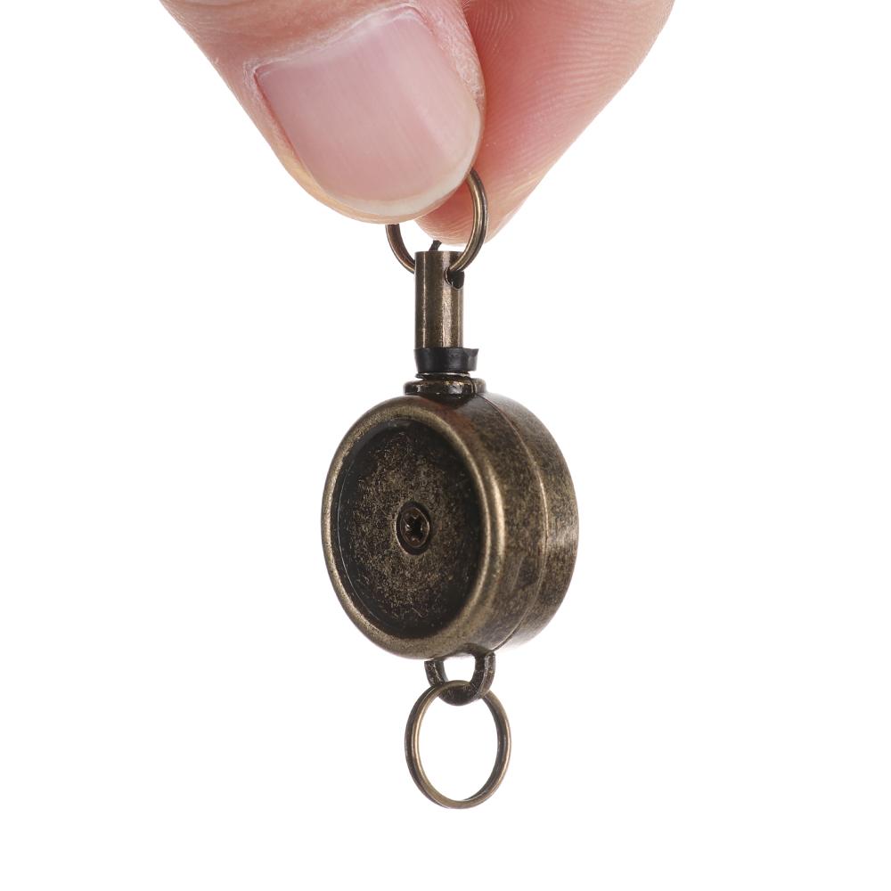 Key Ring ID Lanyard Keychain Belt Metal Badge Holder Retractable ID Card Badge Reel Chrome Work Card Keychain