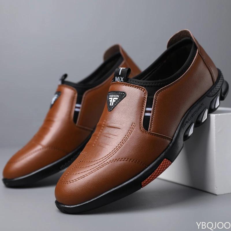 Fashion Spring Autumn Men's Leather Shoes Casual Walking Breathable Sneakers Man Trendy Formal Shoe Fashion Lace Up Shoes Zapatos Hombre