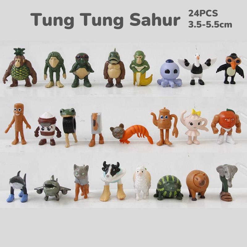 24 Stück Tung Tung Sahur Figuren Puppe Bombardino Krokodil Schimpansini Bananini Modell Spielzeug Geschenk**
