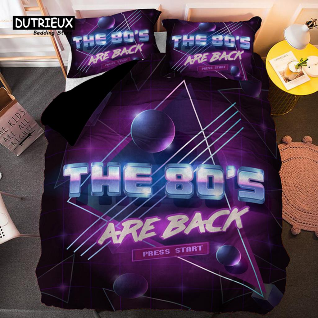 Psychedelic 3D Geometric Duvet Cover Modern Retro Neon Bedding Set Microfiber Colorful Abstract Quilt Cover Full For Kids Teen