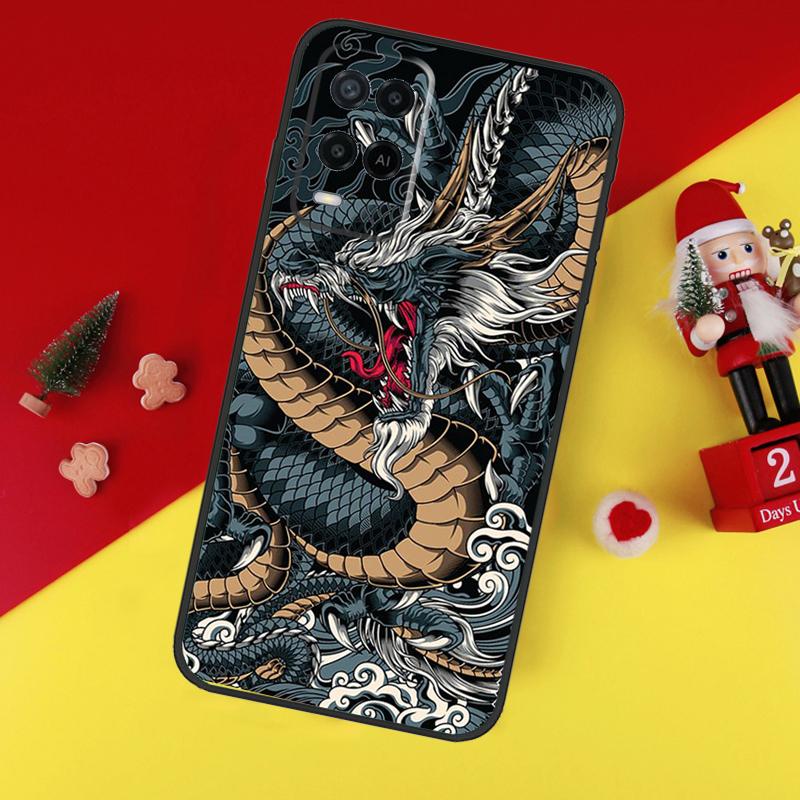 Japanese Dragon Style Case For Oppo A5 A6 Pro A15 A57 A17 A54 A74 A94 A76 A16 A96 A40 A60 A80 A18 A38 A58 A78 A98