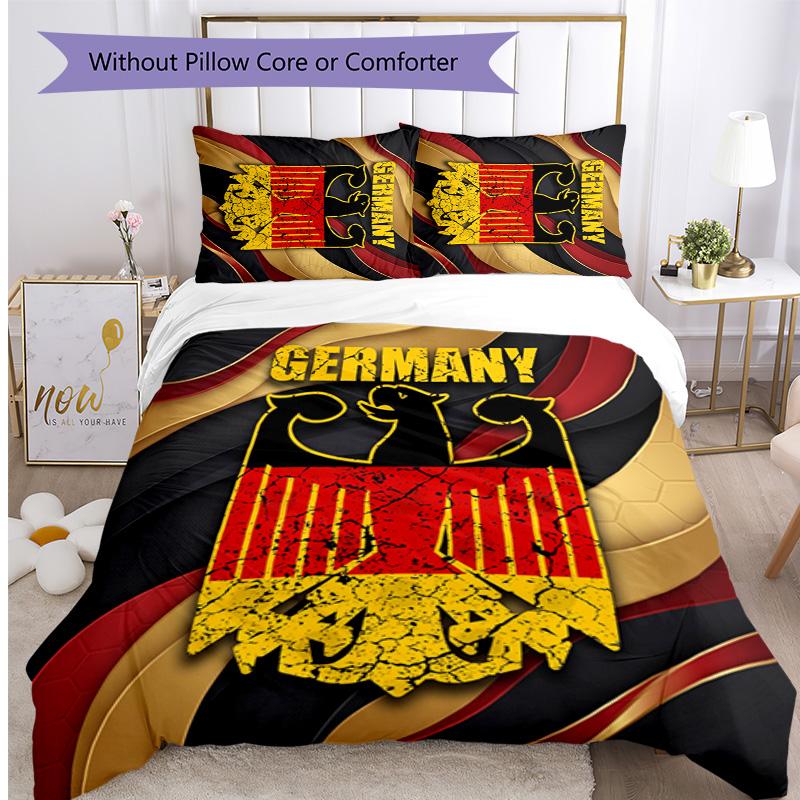 Germany Football Printed Bedding 3 Piece Set Cozy Breathable Bed Cover Set As Housewarming Holiday Gift