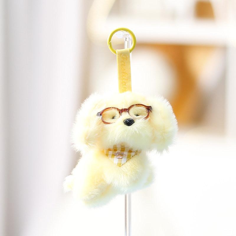 Plush Dog Keychain With Glasses For Girls Kids Backpack Decor