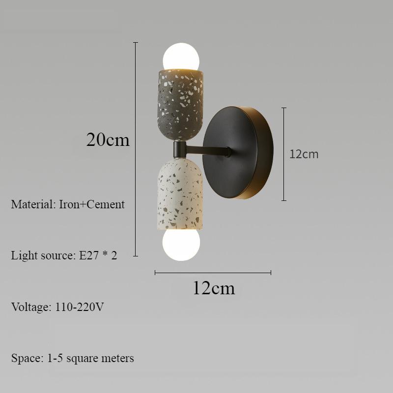 Japanese Retro Style Memphis Wall Lamp Iron and Cement Materials Atmosphere Room Decor Wall Lights Bedroom Homestay LED Lamp