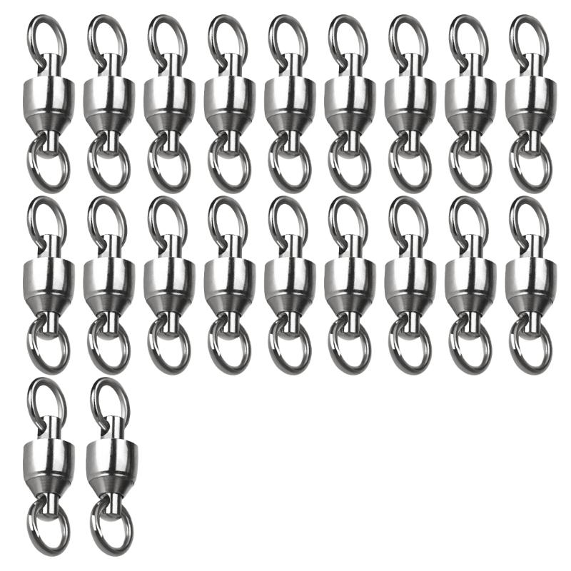 20Pcs Stainless Rolling Swivels Bearing Fishing Swivels Line Connector Barrels Swivels Connectors Fishing Accessory