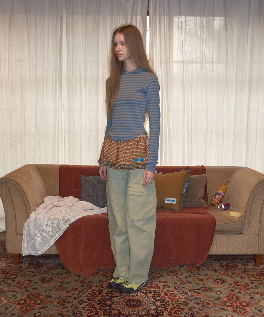 Mejongkeulem Check Frill Layered Skirt_ Mustard