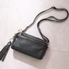 Cuco Shrink Leather Mini Bag, Shoulder Pochette, Black Leather, Size F