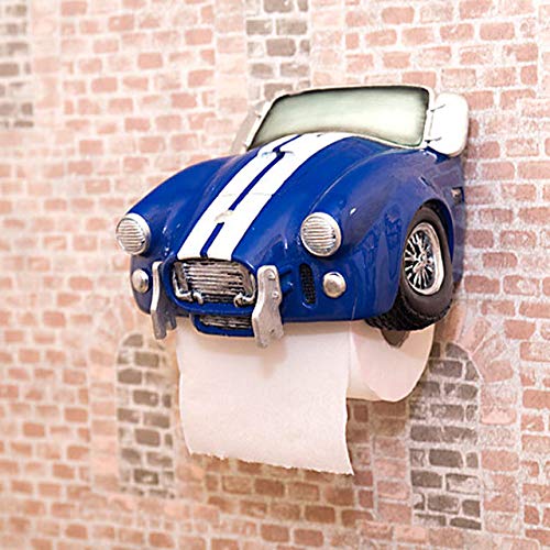 Akizuki Trading Paper Holder Cover Blue Car W20.5×D16×H14cm Oldies Toilet Paper Holder GA289