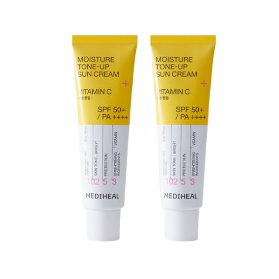 MEDIHEAL Vitamin C Moisture Tone-Up Sunscreen Brightening UV Protection SPF Care 50ml + 50ml